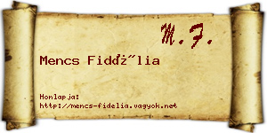 Mencs Fidélia névjegykártya